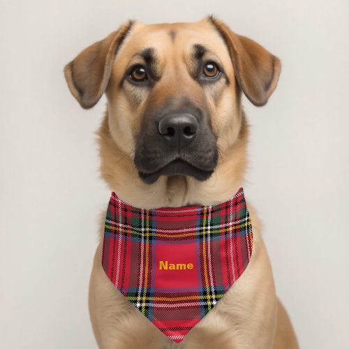Personalize Red Plaid Pet Bandana Collar