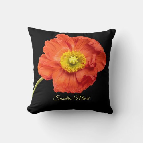 Personalize Red poppy flower  Throw Pillow