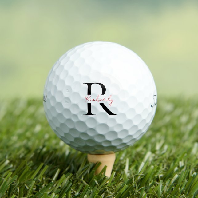Personalize Red Script Name II Titleist Pro V1 Golf Balls (Insitu Tee)