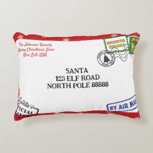 Personalize Red Snowflake Santa Letter Christmas Accent Pillow