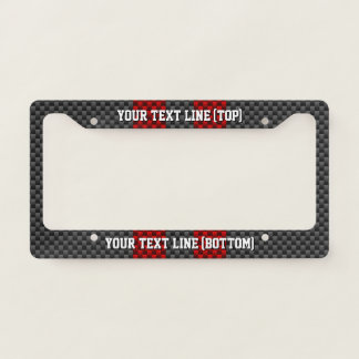 Personalize Red Stripes Carbon Fiber Print Style License Plate Frame