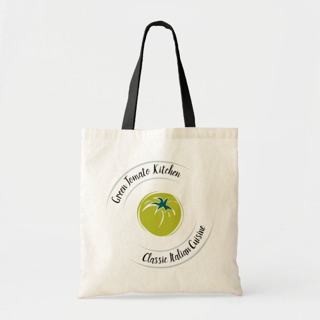 Personalize Restaurant Logo Green Tomato Store Tote Bag (Front)