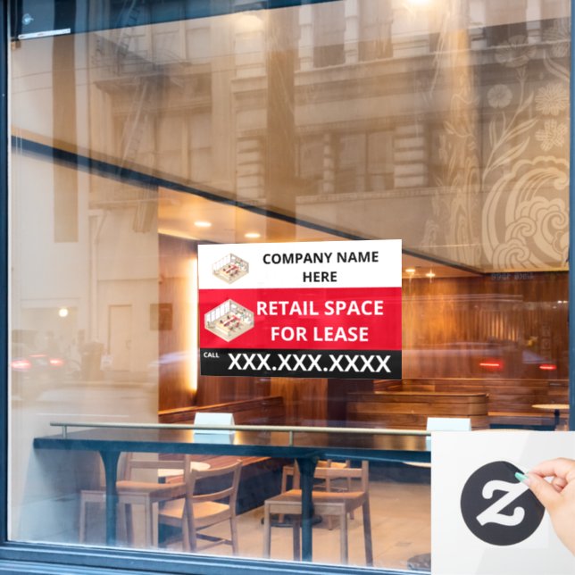 Personalize Retail Space For Lease Company Logo Window Cling (Cafe Window)