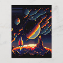 Personalize - Retro 8-Bit Pixel Space Rocket