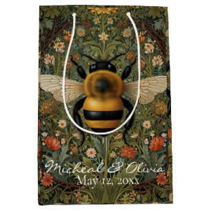 Personalize retro bumblebee boho botanical floral medium gift bag