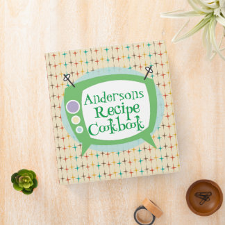 Personalize Retro Cookbook 3 Ring Binder