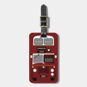 Personalize Retro Edinburgh Double Decker bus Luggage Tag