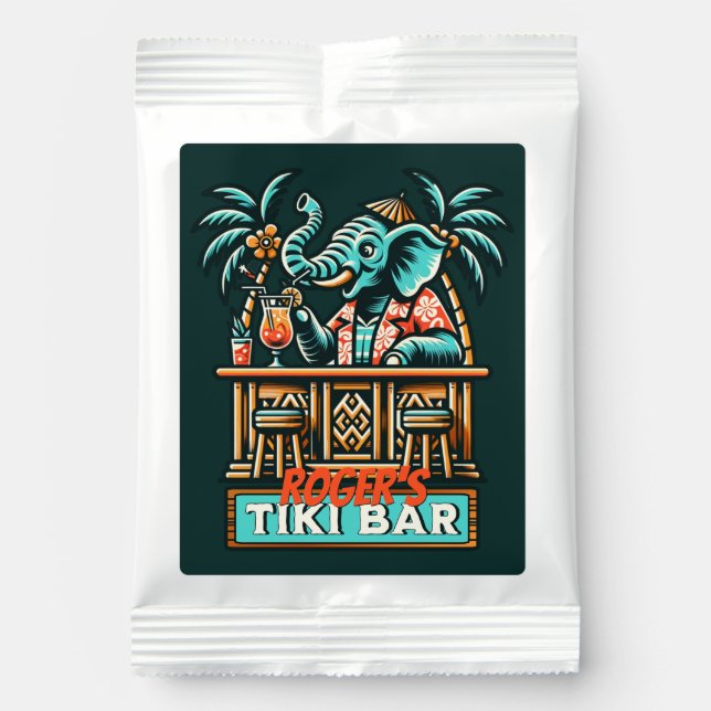 Personalize Retro Elephant Tiki Ba Margarita Drink Mix (Front)