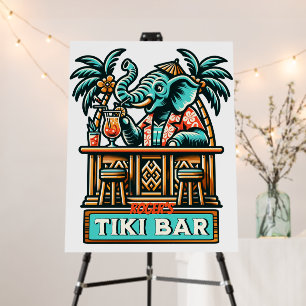 Personalize Retro Elephant Tiki Bar Foam Board