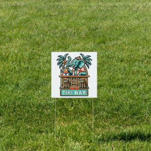 Personalize Retro Elephant Tiki Bar Sign