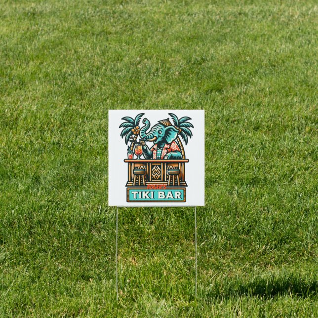 Personalize Retro Elephant Tiki Bar Sign (Insitu)