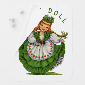 Personalize Retro Irish Doll Logo St Patricks Day Baby Blanket