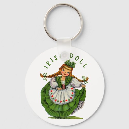 Personalize Retro Irish Doll Logo St Patricks Day Keychain