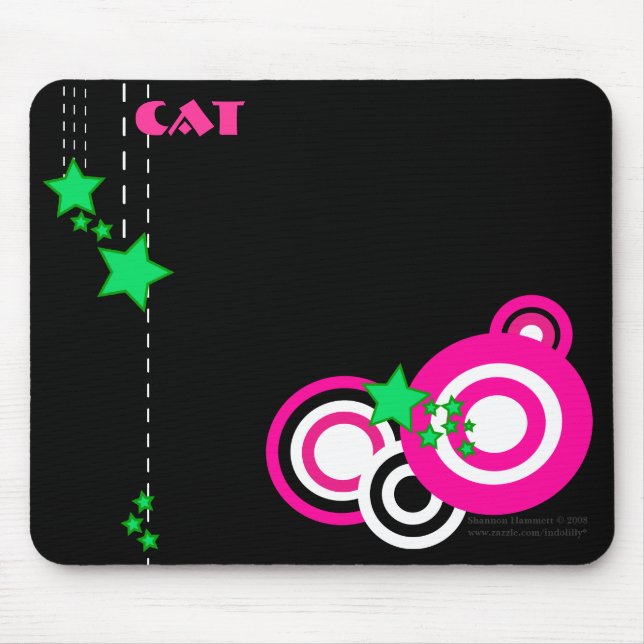 Personalize-Retro Pink and Green Mousepad (Front)