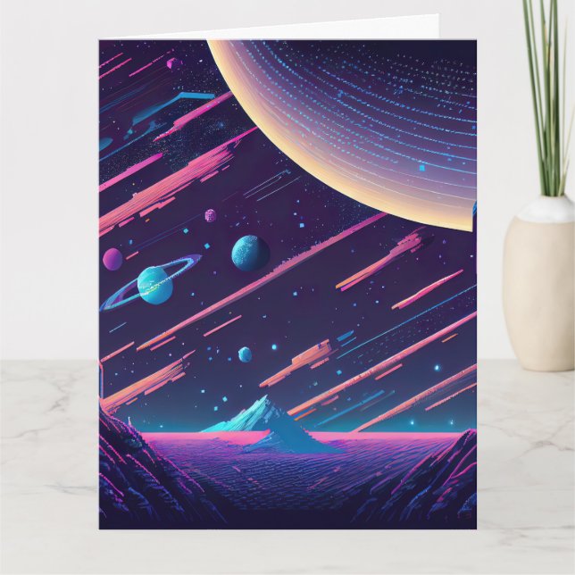 Personalize - Retro Space Scene Card (Front)
