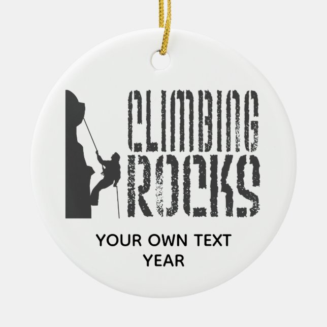 Personalize Rock Climbing Rocks Holiday Ceramic Ornament (Front)