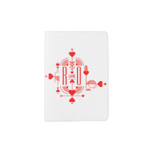Personalize romantic monogram initial design passport holder