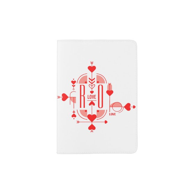 Personalize romantic monogram initial design passport holder (Front)