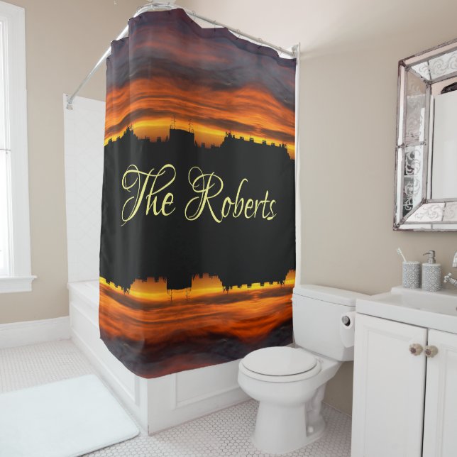 Personalize Rooftop View of a Serbian Sunset  Shower Curtain (In Situ)