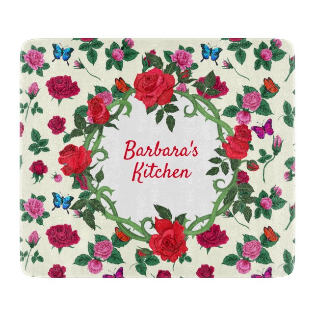 Personalize Rose Garden  Cutting Board (Front)