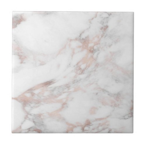 Personalize Rose Gold Marble Professional Template Ceramic Tile