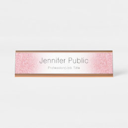 Personalize Rose Gold Modern Elegant Template Desk Name Plate