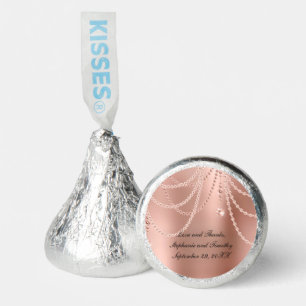 Personalize Rose Gold Pearls Diamond Bling Wedding Hershey®'s Kisses®