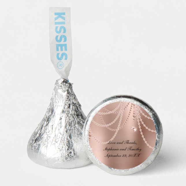 Personalize Rose Gold Pearls Diamond Bling Wedding Hershey®'s Kisses® (Front)