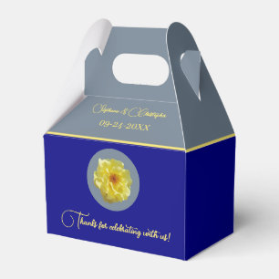 Personalize Rose Navy Blue Slate Gray Wedding Favor Boxes
