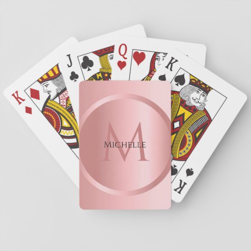 Personalize Rosegold Monogram Elegant Template Playing Cards