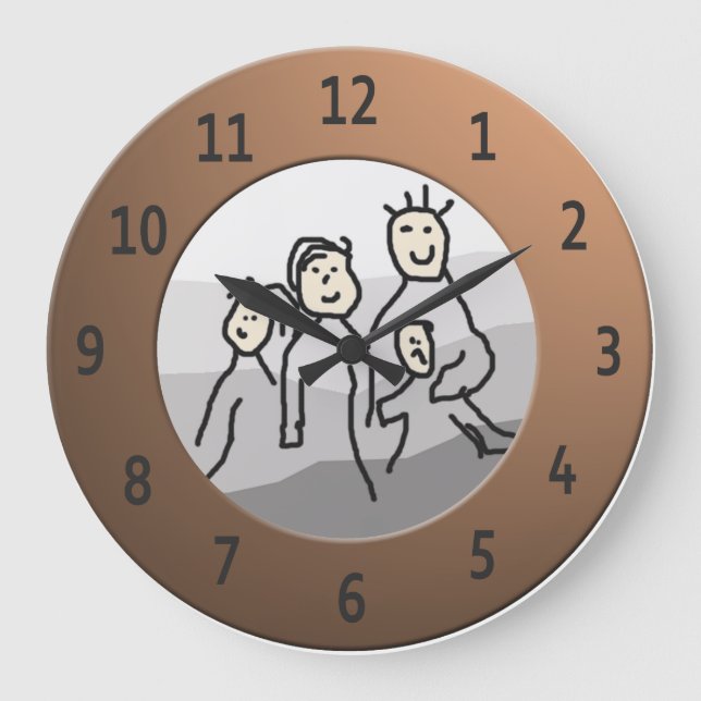Personalize Round Brass Framed Photo Large Clock (Front)