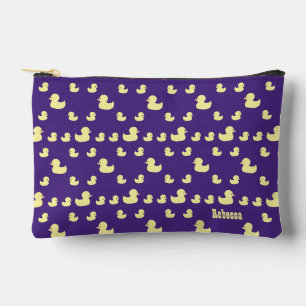 Personalize Rubber Duckies Cute Pattern Purple Accessory Pouch