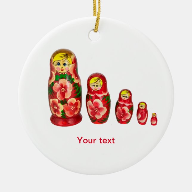 Personalize Russian Matryoshka nesting dolls Ceramic Ornament (Front)