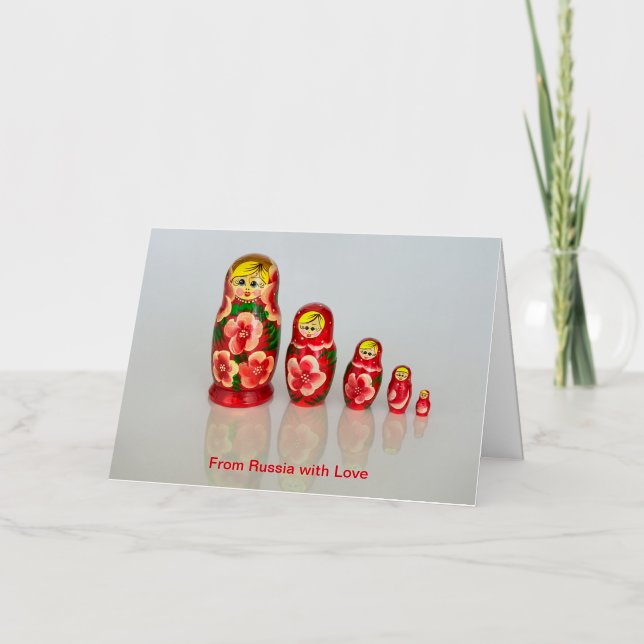 Personalize Russian Matryoshka  stacking dolls Foil Greeting Card (Front)