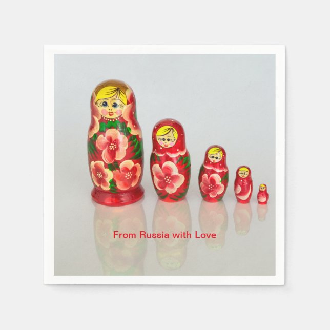 Personalize Russian Matryoshka  stacking dolls Napkins (Front)