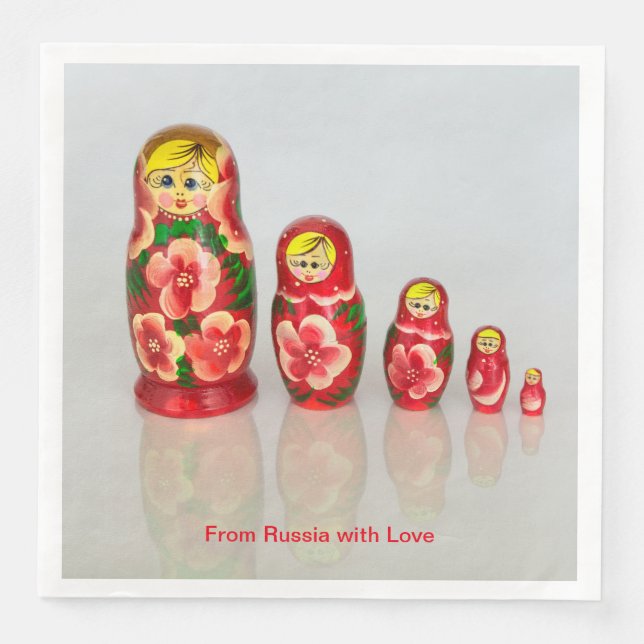 Personalize Russian Matryoshka  stacking dolls Paper Dinner Napkins (Front)