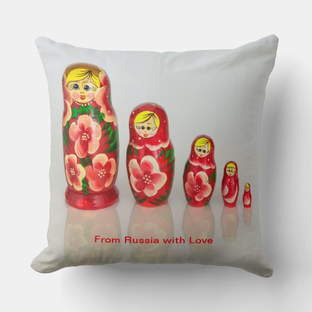 Personalize Russian Matryoshka  stacking dolls Throw Pillow (Front)