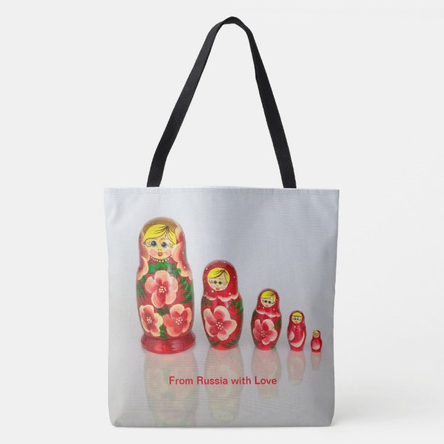 Personalize Russian Matryoshka  stacking dolls Tote Bag (Front)