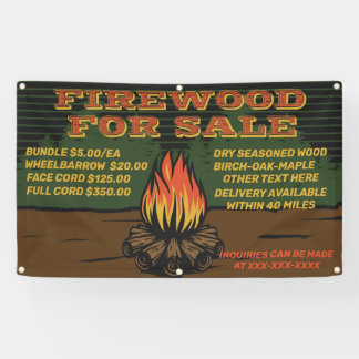 Personalize Rustic Firewood For Sale Bundle Cord Banner