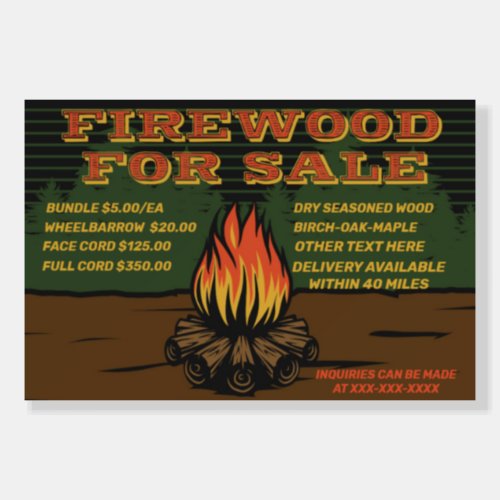 Personalize Rustic Firewood For Sale Bundle Cord  Foam Board