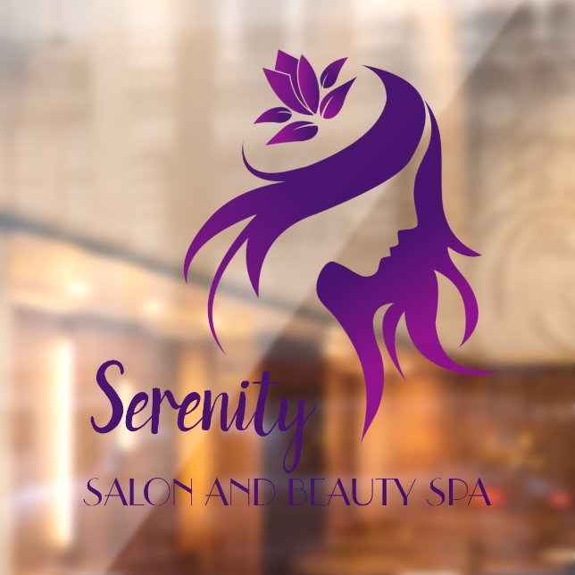 Personalize Salon Spa Lotus Flower Silhouette Shop Window Cling (Sheet 2)