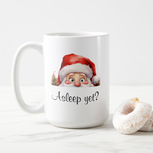 Personalize Santa Claus Peeking Asleep Yet Coffee Mug