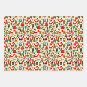 Personalize Santa Claus Rudolph Red Nose Reindeer Wrapping Paper Sheets