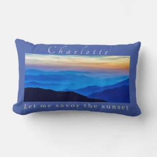 Personalize Savor the Sunset on Blue Background  Lumbar Pillow