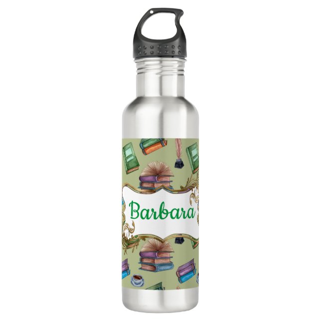 Personalize School Books Stainless Steel Water Bottle (Front)