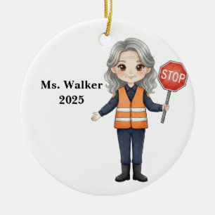 Personalize School Crossing Guard Ceramic Ornament