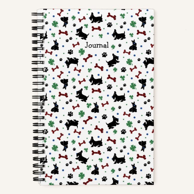 Personalize Scottie Shamrocks Fun Colorful Small Notebook (Front)