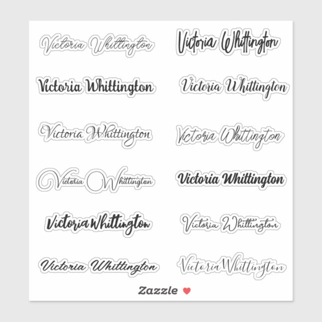 Personalize Script & Calligraphy Typography Name  Sticker (Sheet)