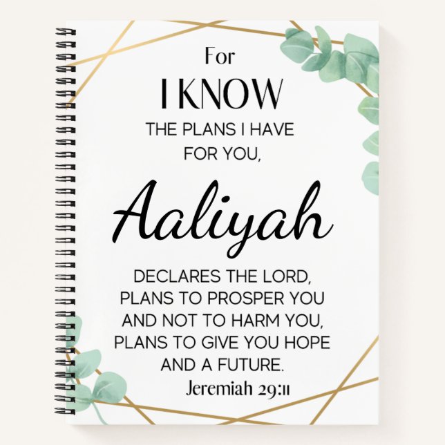 Personalize Scripture Name - Jeremiah 29:11 Notebook (Front)
