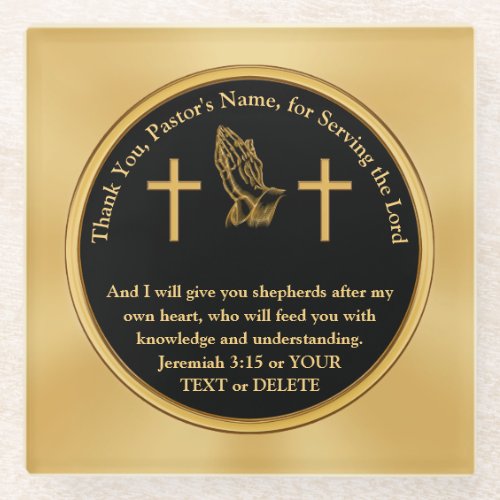 Personalize Scripture Ordination Gifts for Pastors Glass Coaster